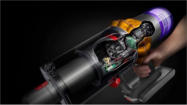 Schnittdarstellung des piezoelektrischen Sensors im Dyson V15 Detect Staubsauger