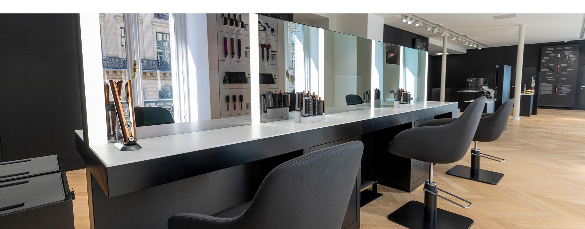 Dyson Beauty Lab styling stations