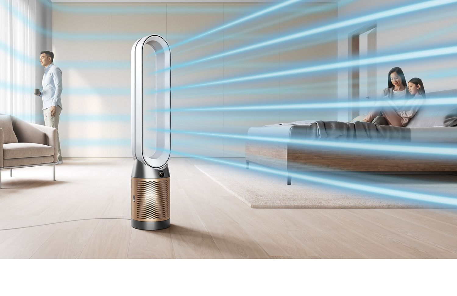 Dyson Luftreiniger in einem Schlafzimmer