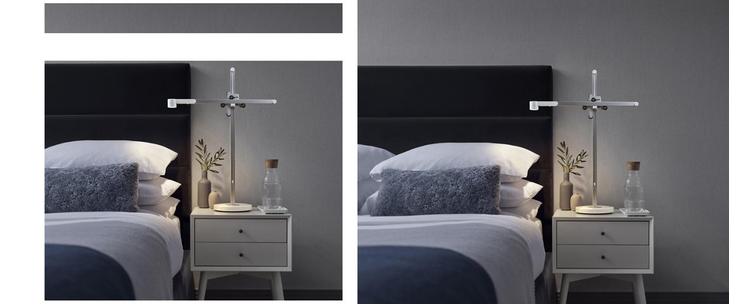 A Lightcycle task light on a bedside table