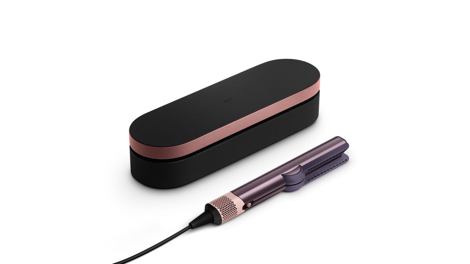 A Dyson Airstrait straightener and Presentation case in Jasper Plum.