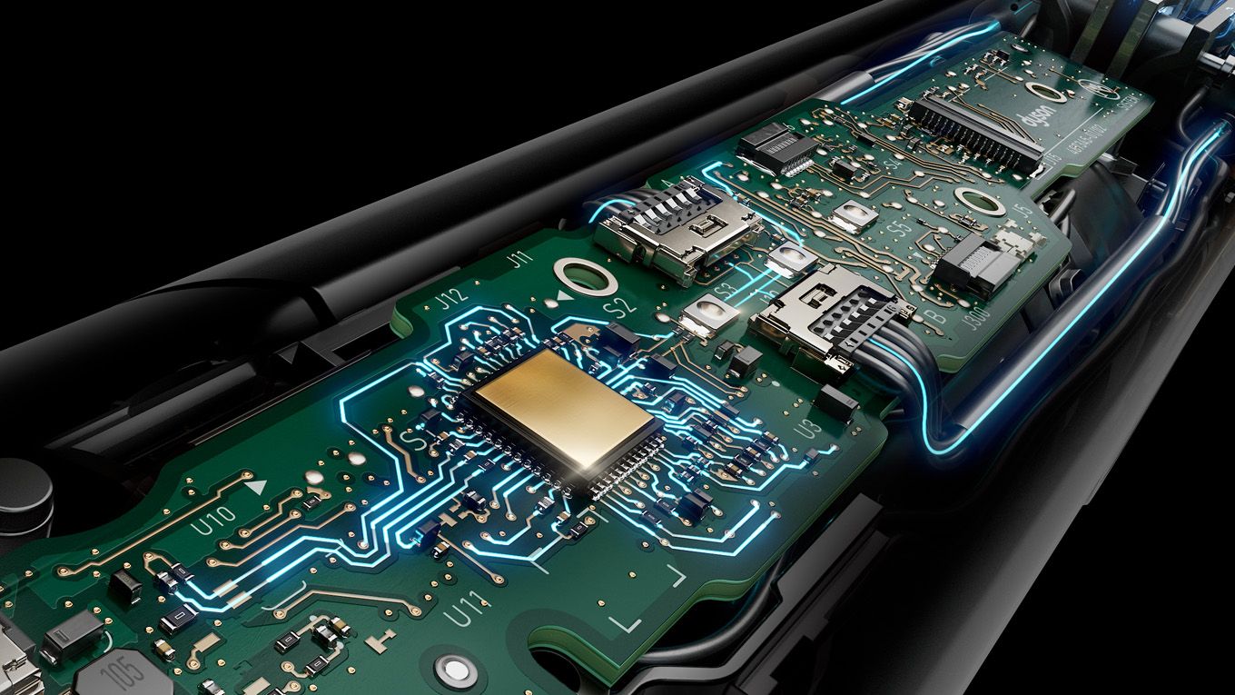 Cutaway graphic showing the technology within the Dyson Airstrait straighteners. Cutaway graphic showing the technology within the Dyson Airstrait straighteners.