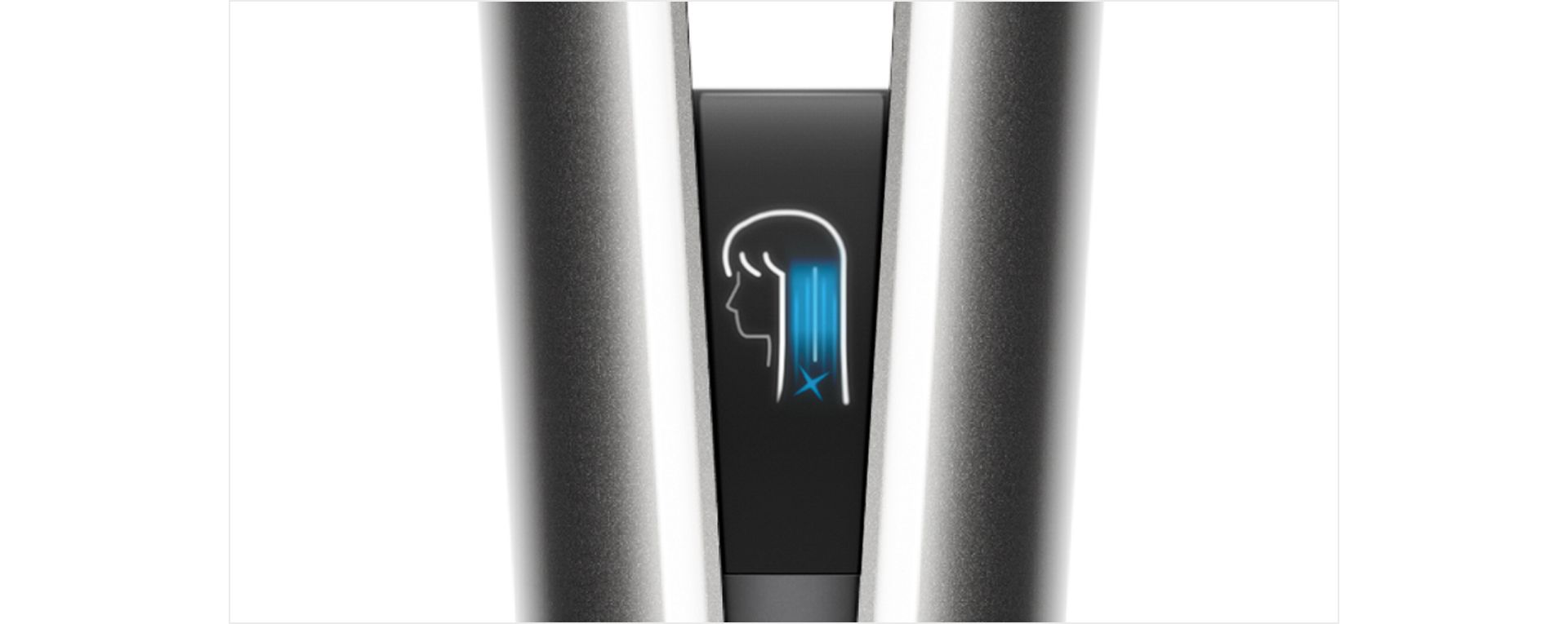 Close-up of the Dyson Airstrait's LCD screen showing Cool mode.