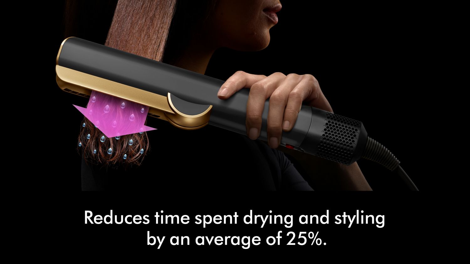 The Dyson Airstrait straightener is used to dry and style hair from wet.
