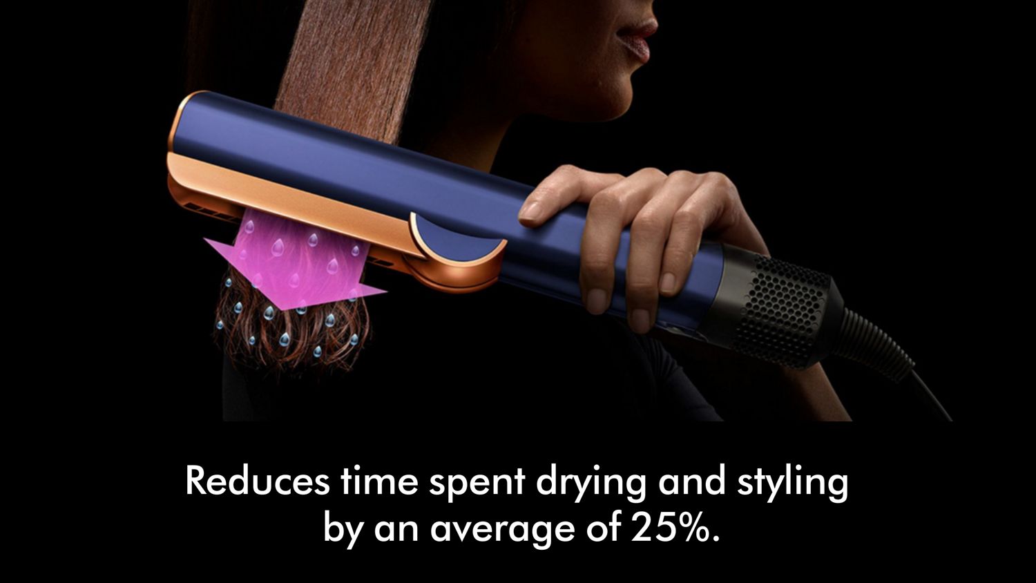 The Dyson Airstrait straightener is used to dry and style hair from wet.