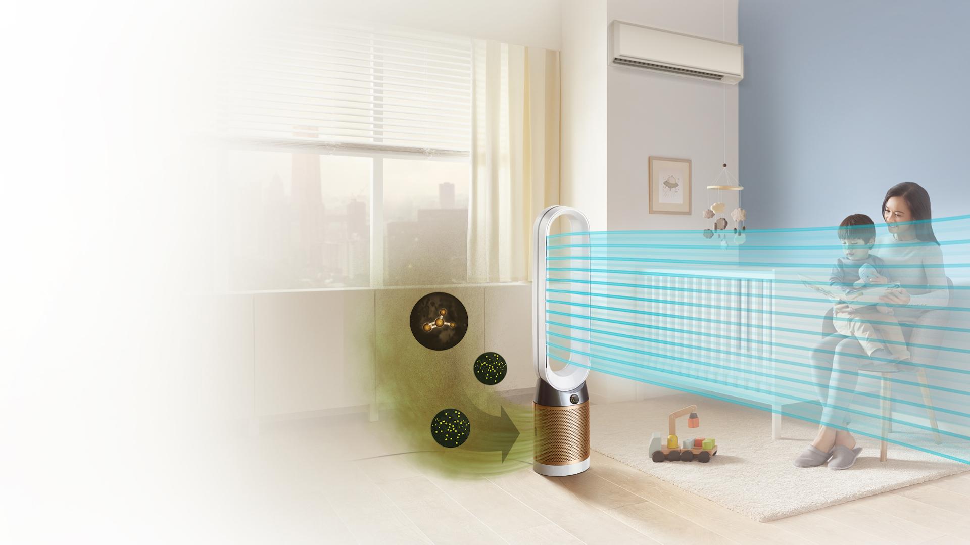 Dyson Pure Cool Cryptomic in family room