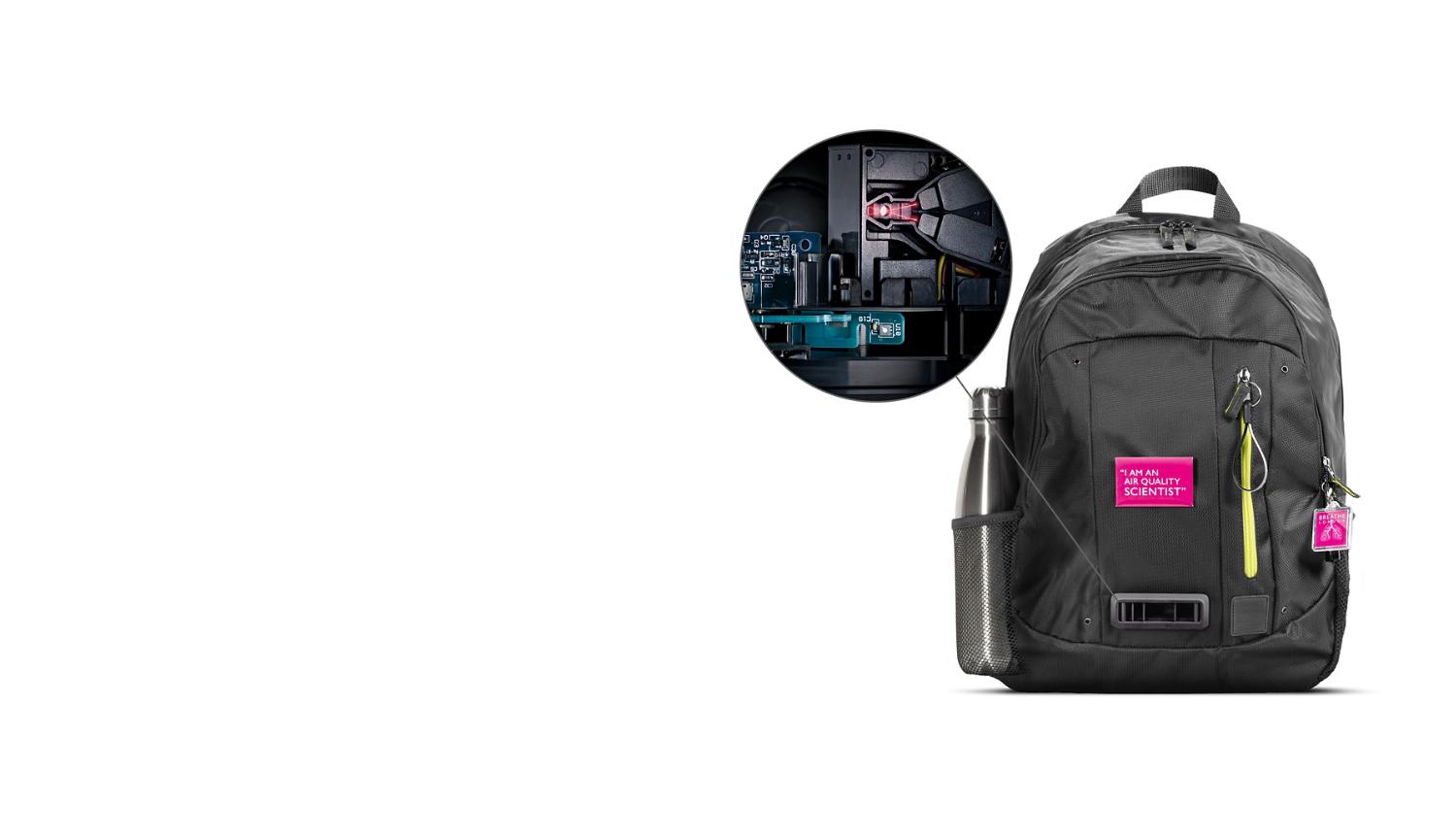 A Dyson-designed backpack with built-in air quality sensors