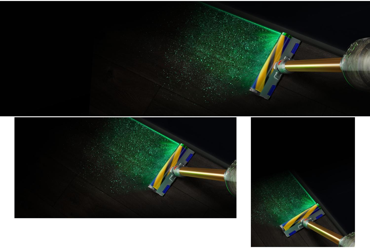A video explaining how the Dyson Fluffy Optic™ cleaner head illuminates dust some others might miss.