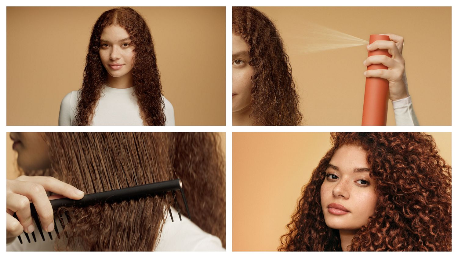 Model bei der Anwendung des Dyson Omega™ Leave-in Conditioner Sprays