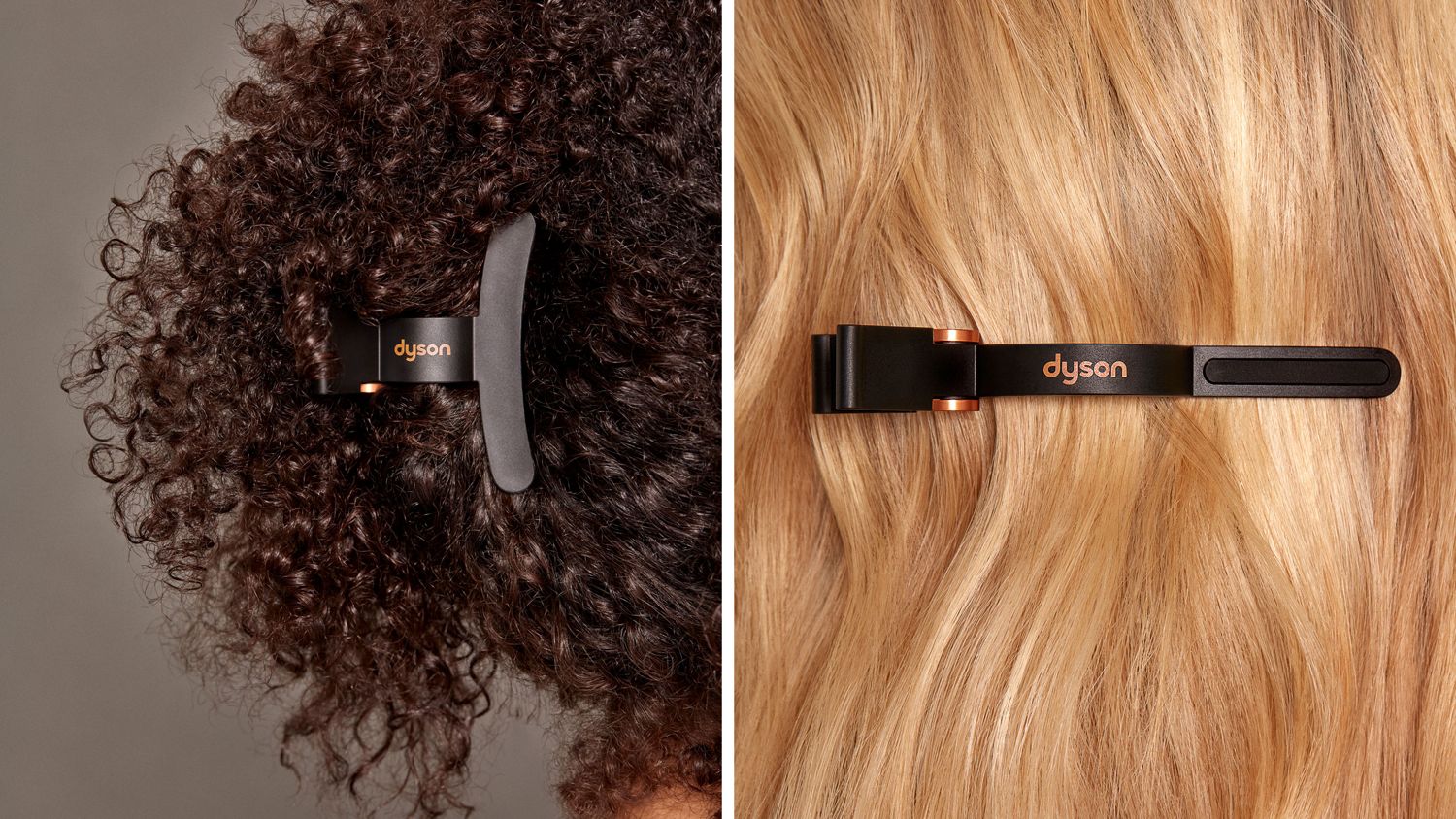 Dyson Haarclips in Verwendung im Haar des Models