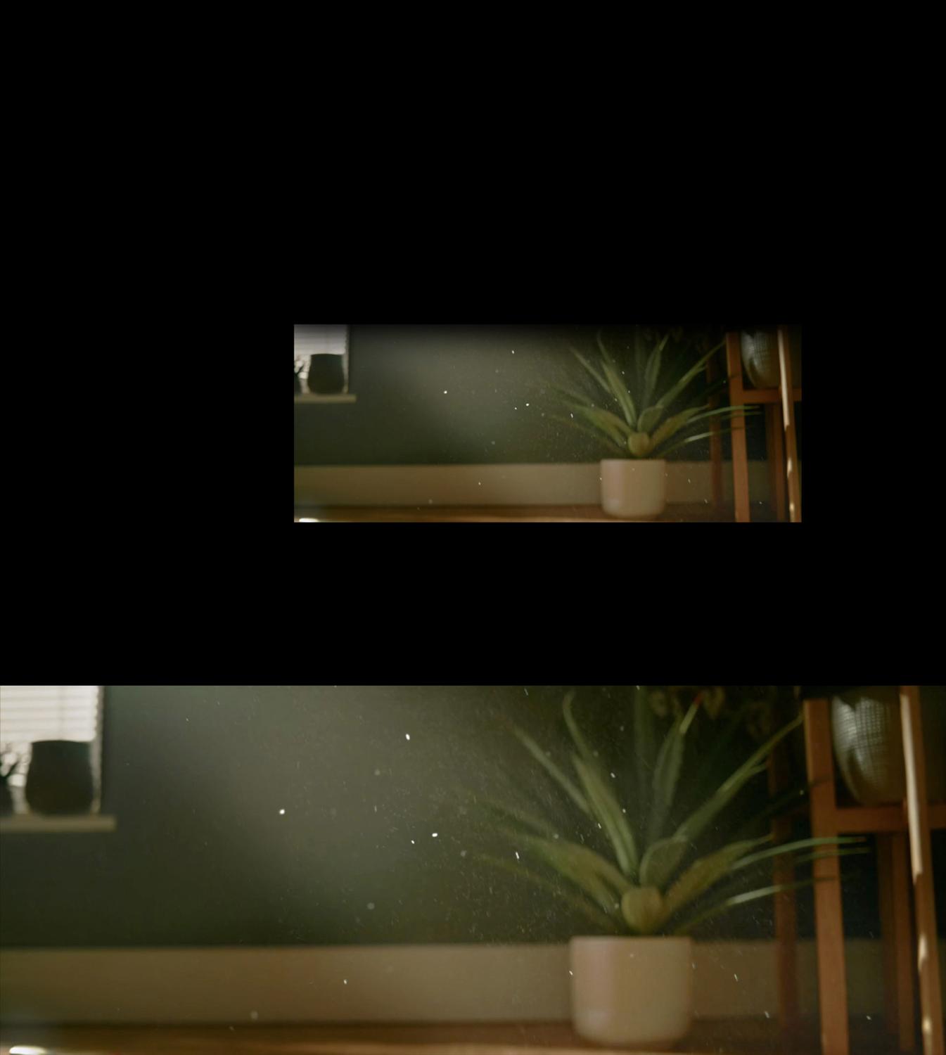 Airborne particles in a home.