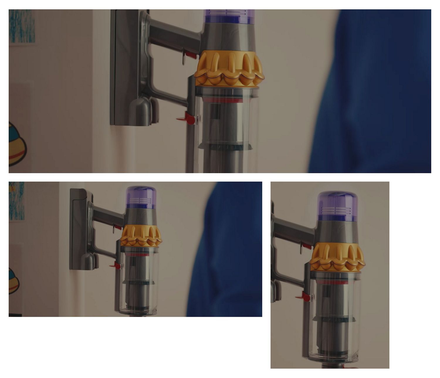 The Fluffy optic cleaner head reveals hard-to-see dust on a hard floor.