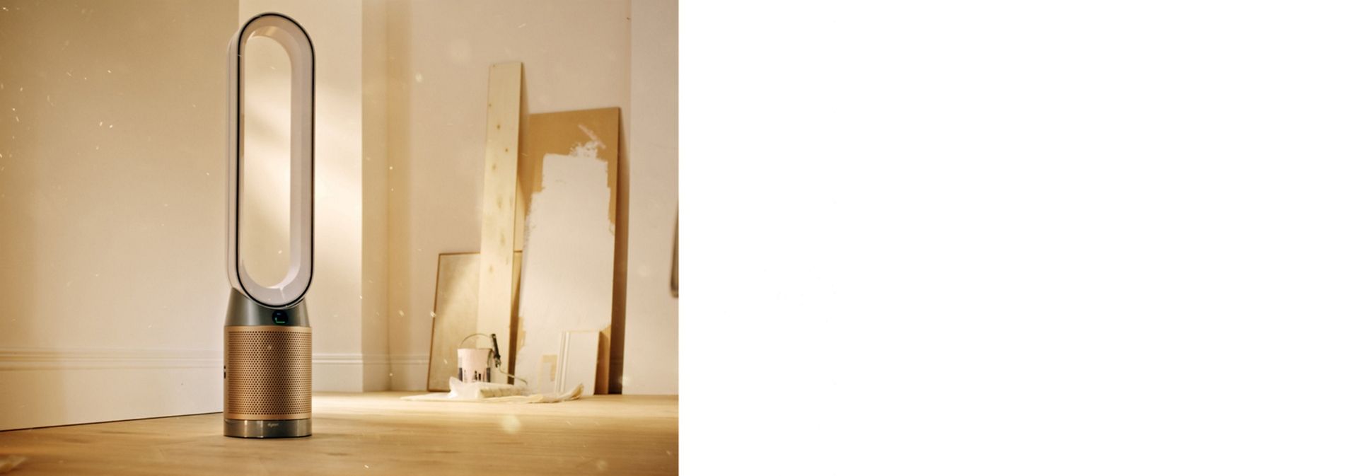 A Dyson purifier operating in a room that is being painted.