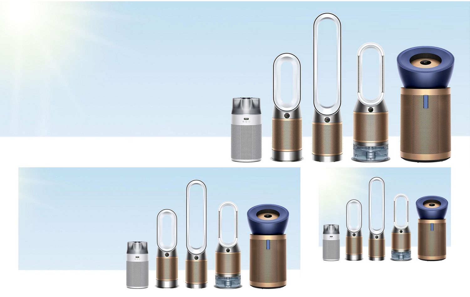 A select range of the Dyson fan and air purifiers.