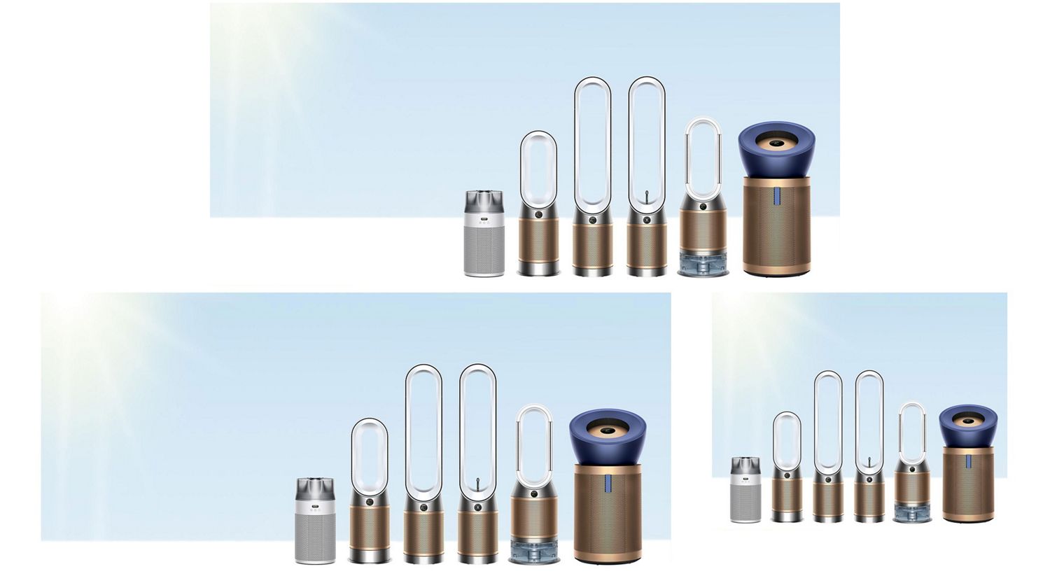 A select range of the Dyson fan and air purifiers.