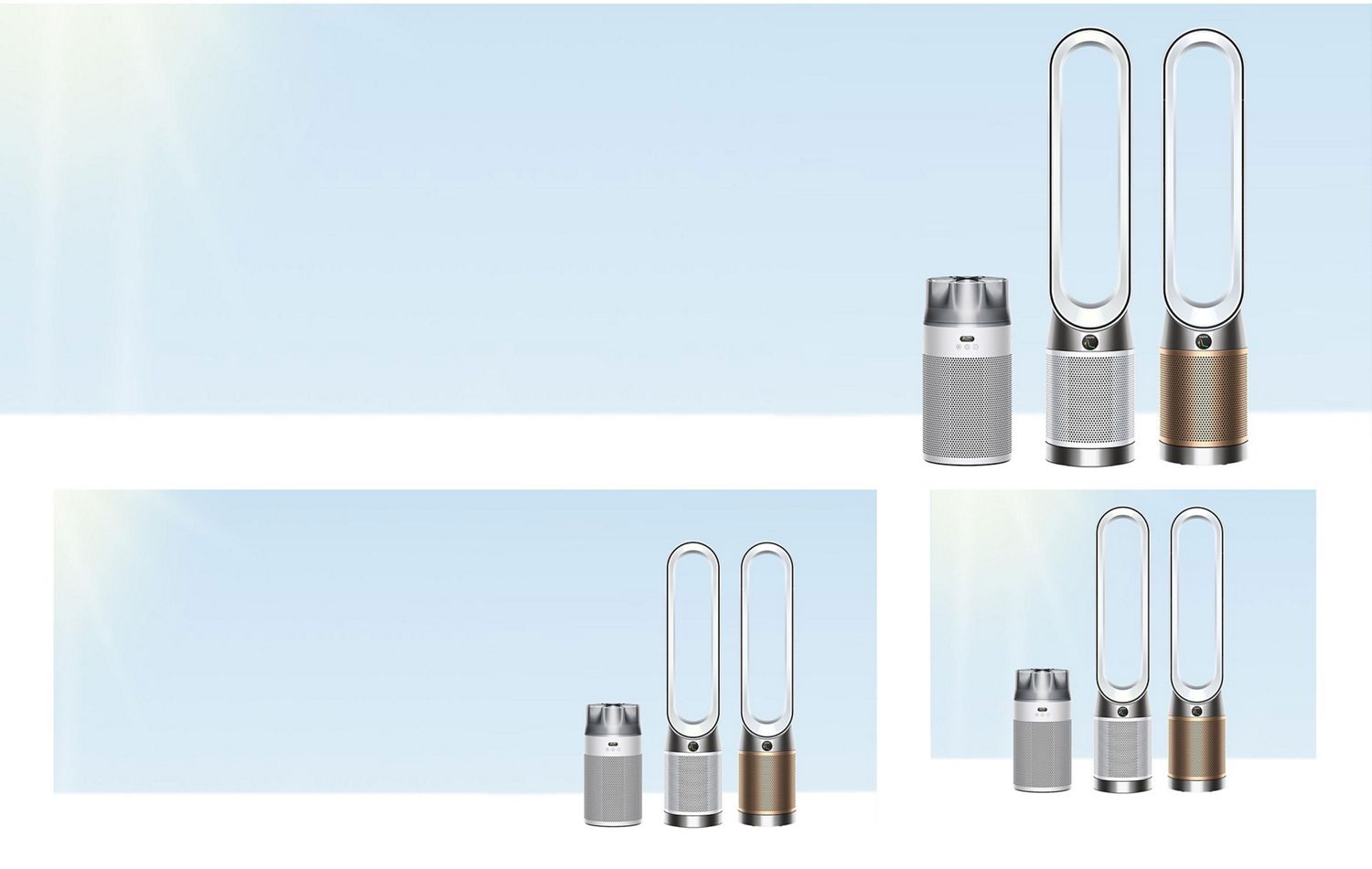 A select range of the Dyson fan and air purifiers.