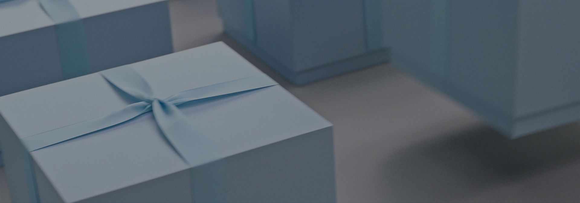 A selection of gift-wrapped boxes.