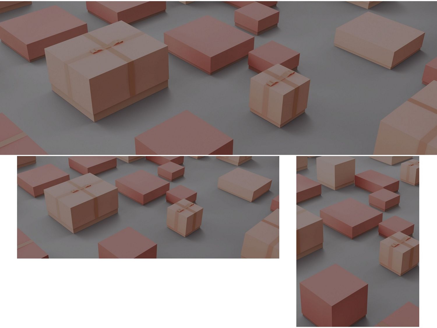 A selection of gift-wrapped boxes.