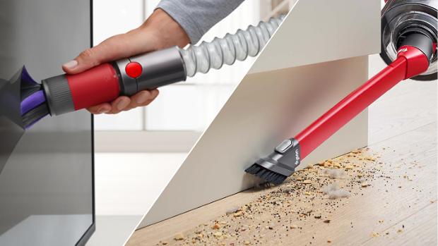 The Dyson Detail cleaning kit used to clean objects around a home.