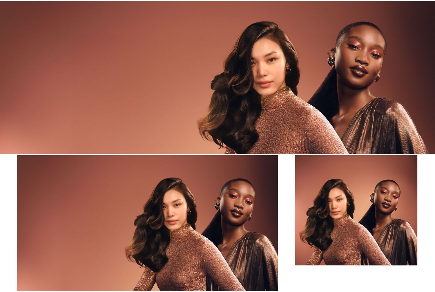 Zwei glamouröse Models mit wunderschönem, von Dyson gestyltem Haar