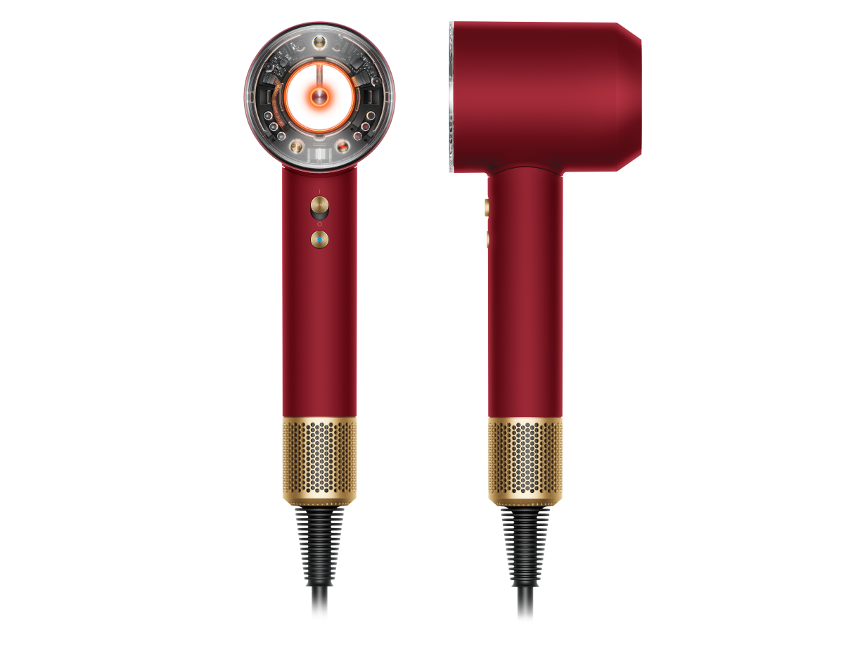 A front view and side view of the Dyson Supersonic Nural hair dryer.
