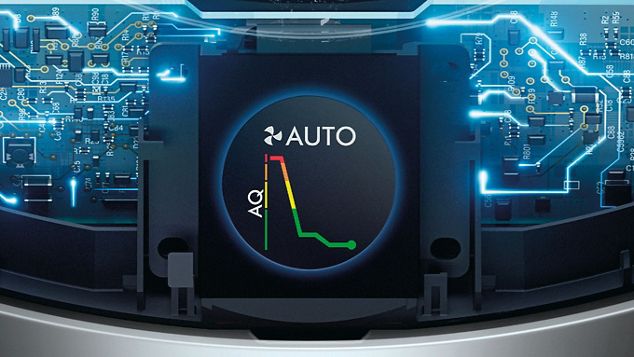 Internal sensing technology and LCD screen showing air quality