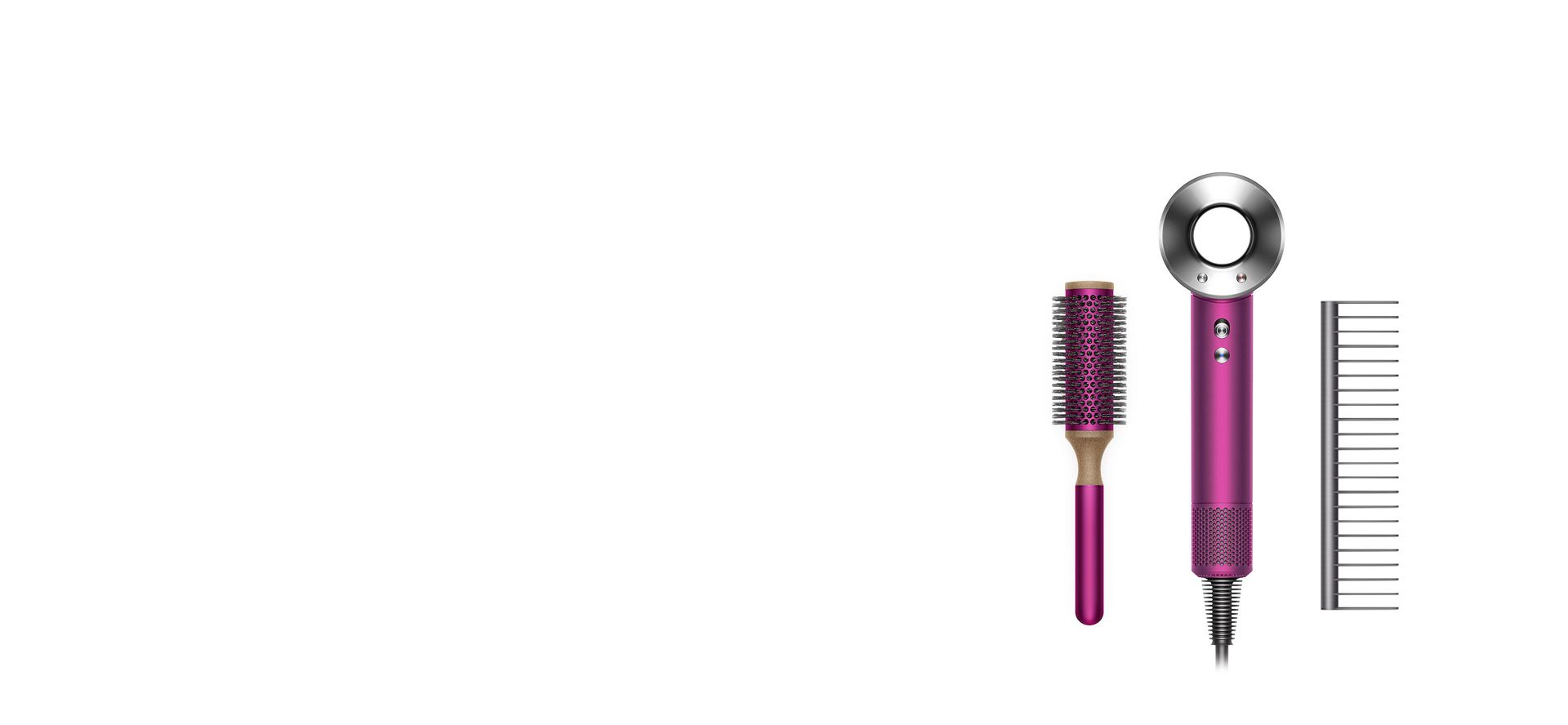 Asciugacapelli Dyson Supersonic™ in edizione regalo per la Festa della Mamma con l'asciugacapelli Dyson Supersonic™ in edizione limitata fucsia e nichel. 