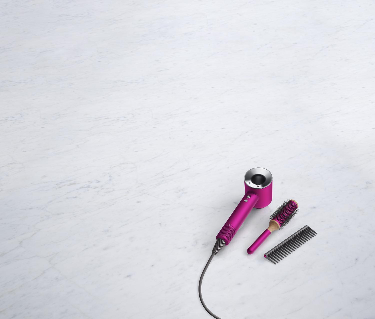 Dyson Supersonic hair dryer with Dyson-designed 35mm Vented barrel brush and Detangling comb