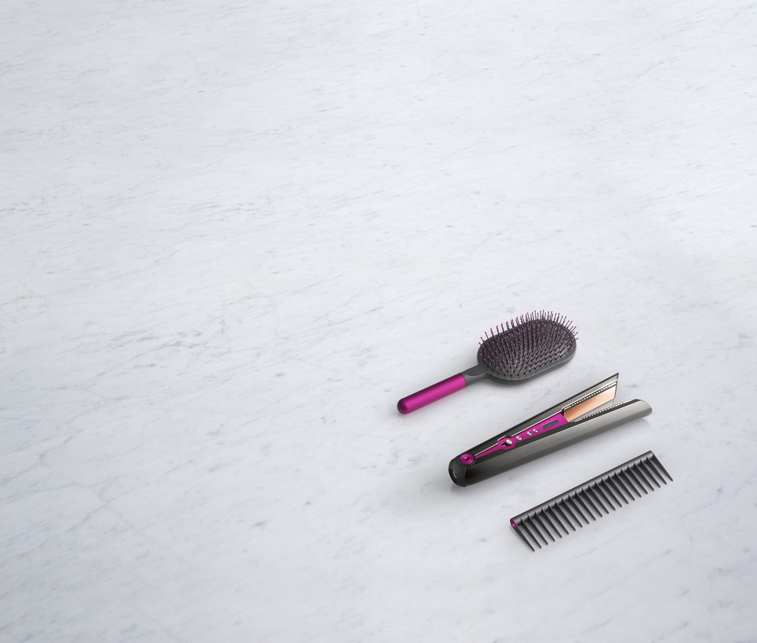 Lisseur Dyson Corrale avec le peigne démêlant et la brosse plate fuchsia