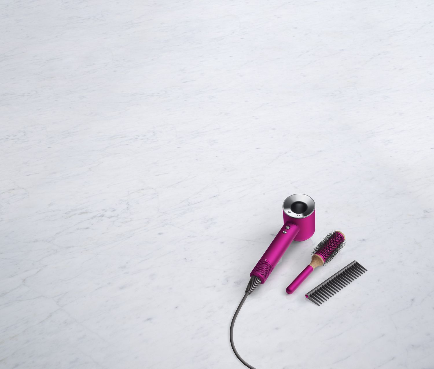 Sèche-cheveux Dyson Supersonic avec la brosse 35mm et le peigne démêlant fuchsia