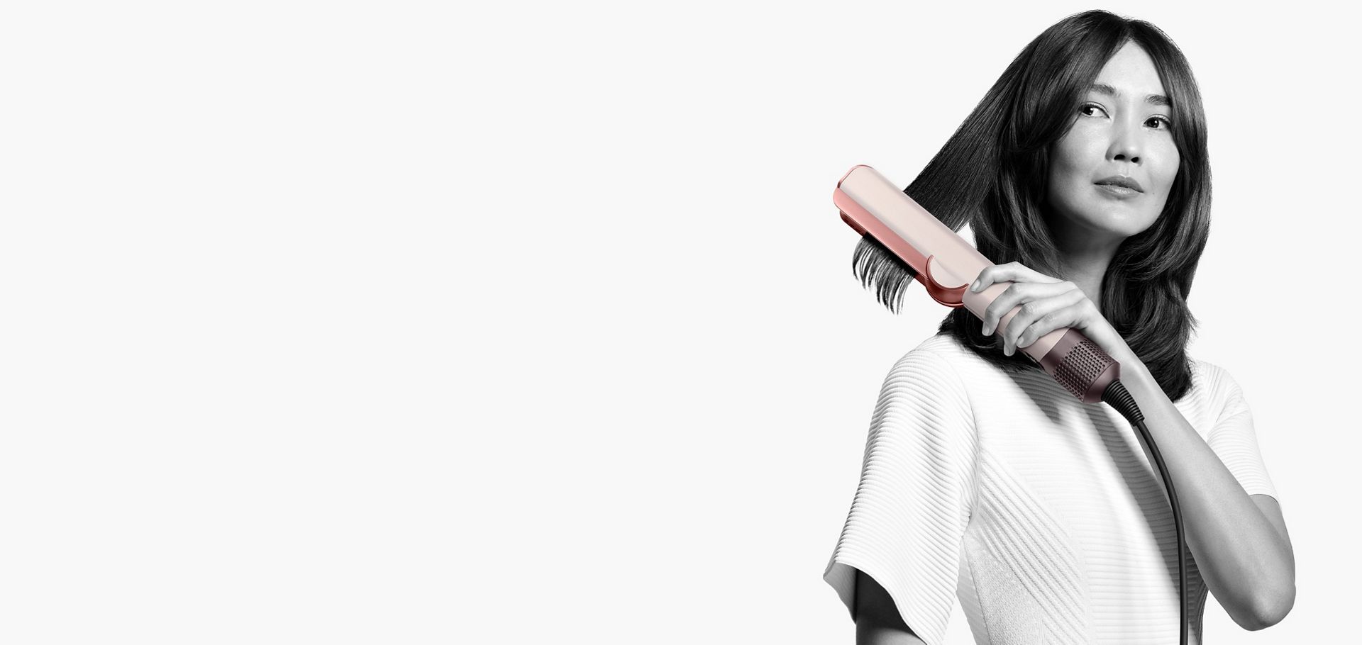 Medium and close-up views of the Dyson Airstrait straightener.