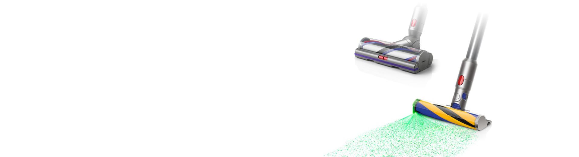 Two Dyson vacuums, including the Dyson V15 Detect Absoluut.