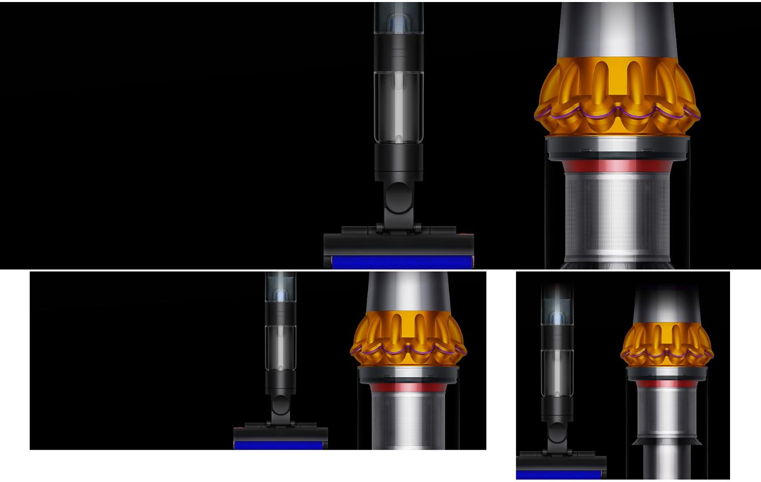 Dyson WashG1 wet floor cleaner and Dyson V15 Detect cordless vacuum.