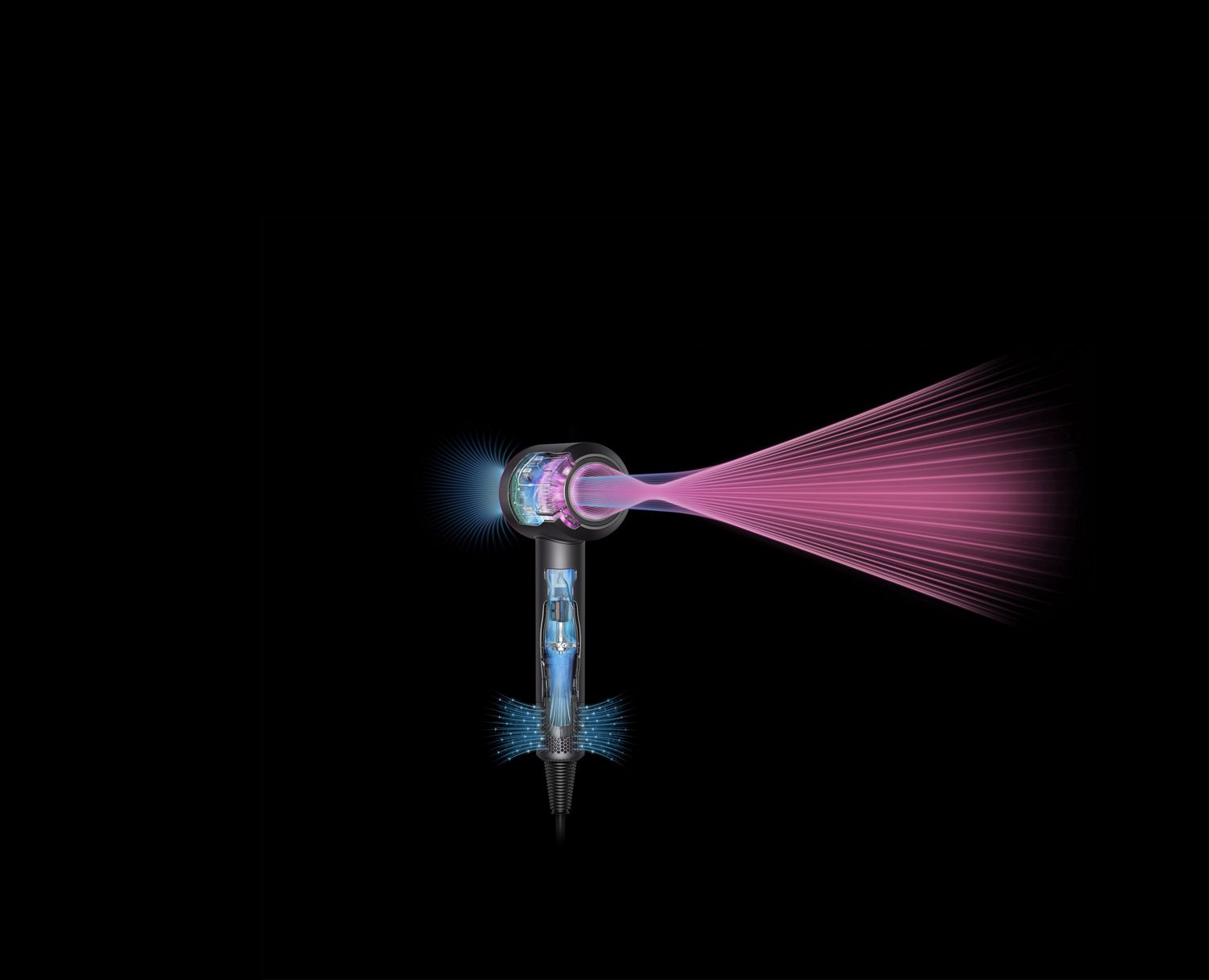 Inner workings of the Dyson digital motor V9 lit up
