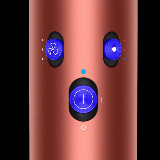 A close-up of the buttons on the Airwrap multi-styler and dryer Buttons on the Airwrap multi-styler and dryer