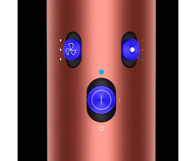 Eine Nahaufnahme der Tasten des Dyson Airwrap Multi-Haarstyler und -trockners.