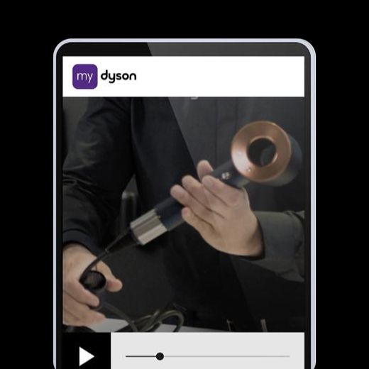 The MyDyson app being used on a mobile phone The MyDyson app being used on a mobile phone