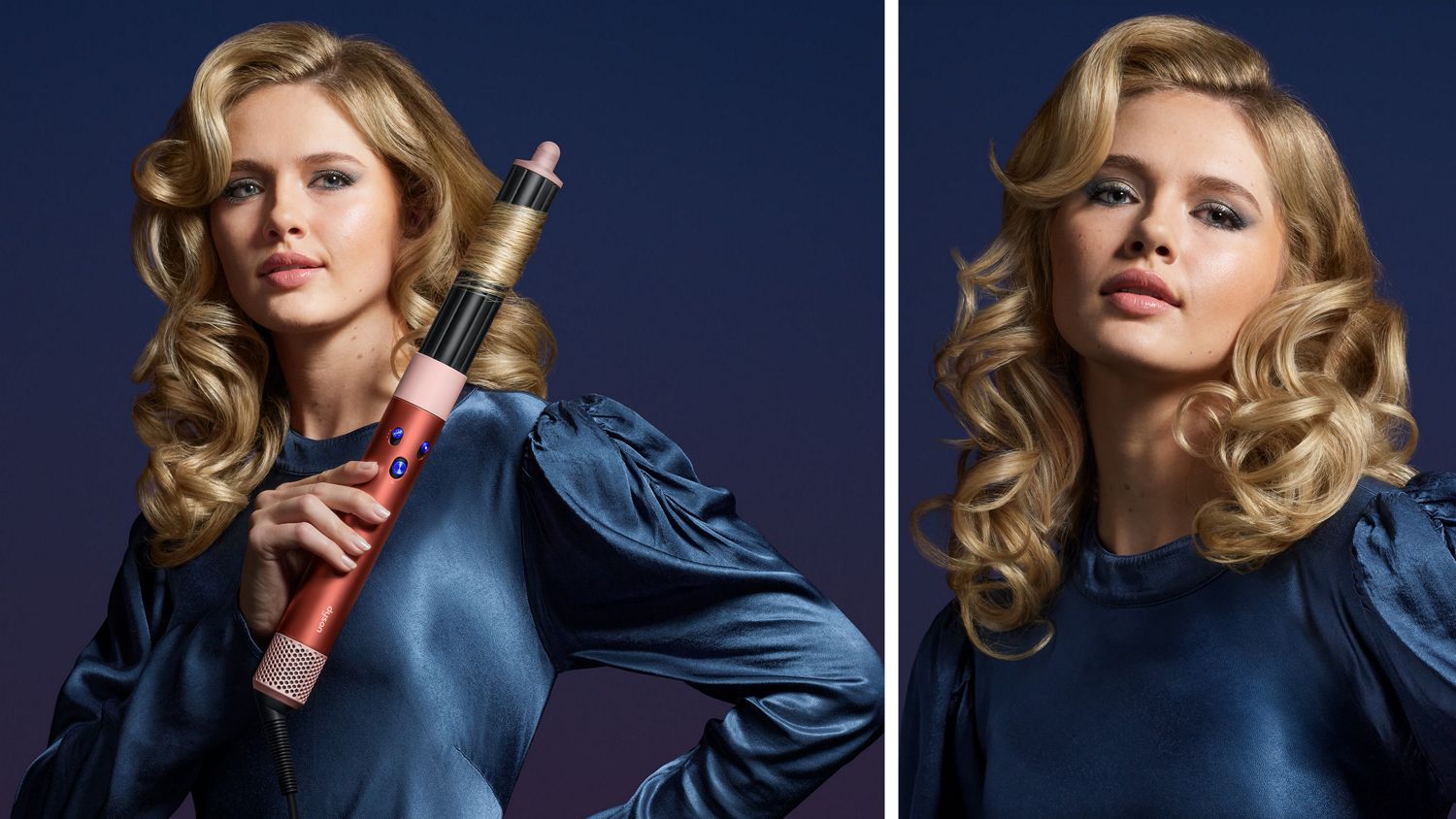 woman holding the Dyson Airwrap Strawberry bronze