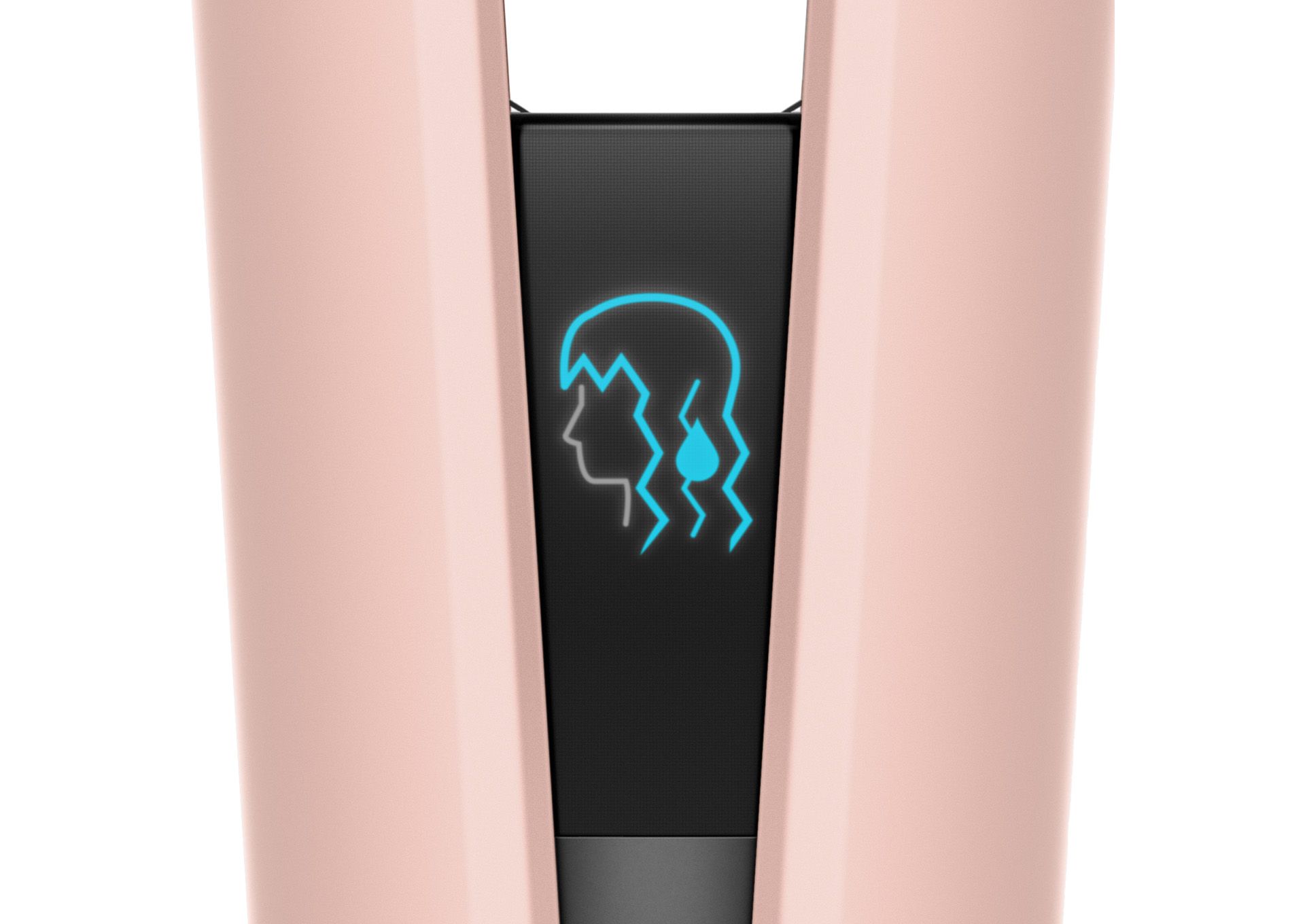 Close-up of the Dyson Airstrait's LCD screen showing the wet mode icon.