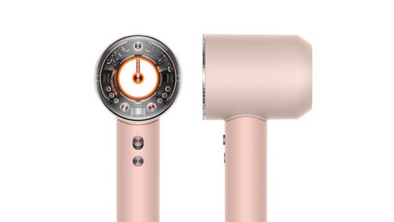 Dyson Supersonic Nural Shine ヘアドライヤー さくらチェリーカラーの正面、横向き