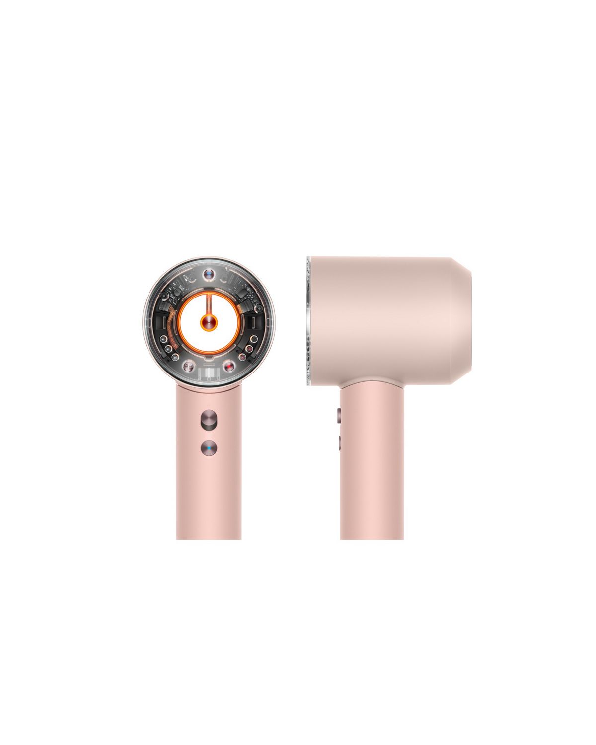 Dyson Supersonic Nural Shine ヘアドライヤー さくらチェリーカラーの正面、横向き