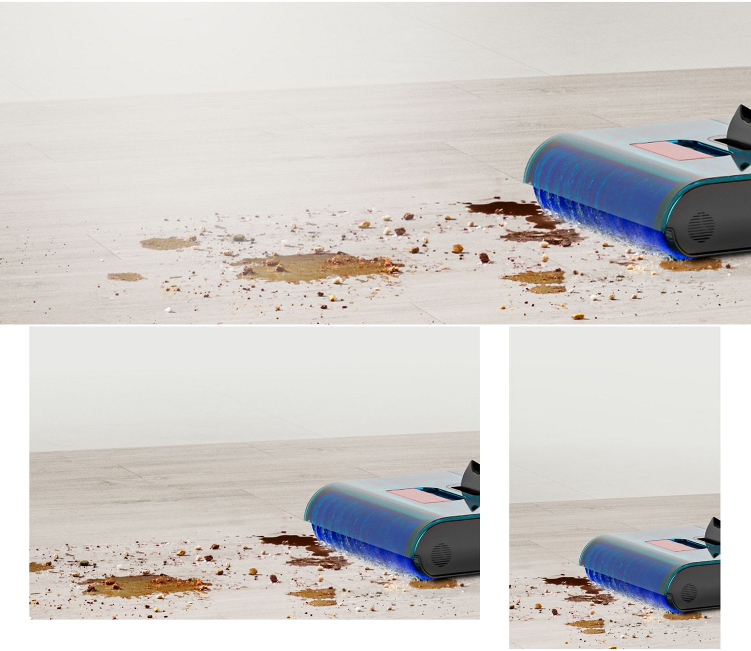 The Dyson Clean+Wash Hygiene Hard Floor Cleaner cleans dust and debris from a hard floor without the need of a vacuum.