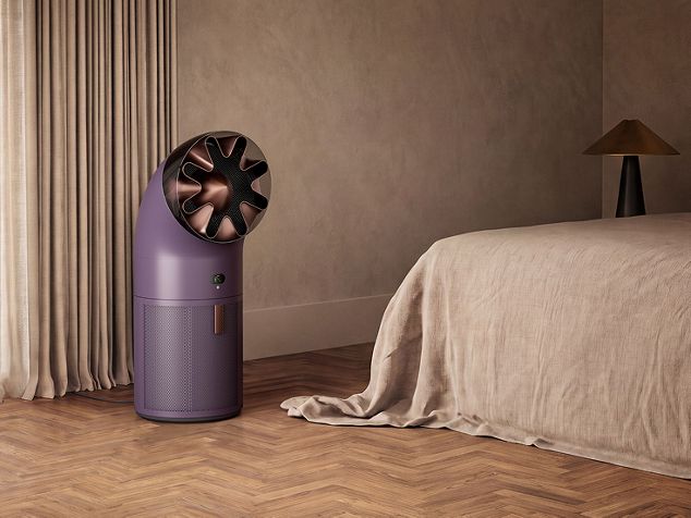 Purificador de aire Dyson HushJet Big+Quiet Cool Pure+ Formaldehyde en una sala de estar grande.