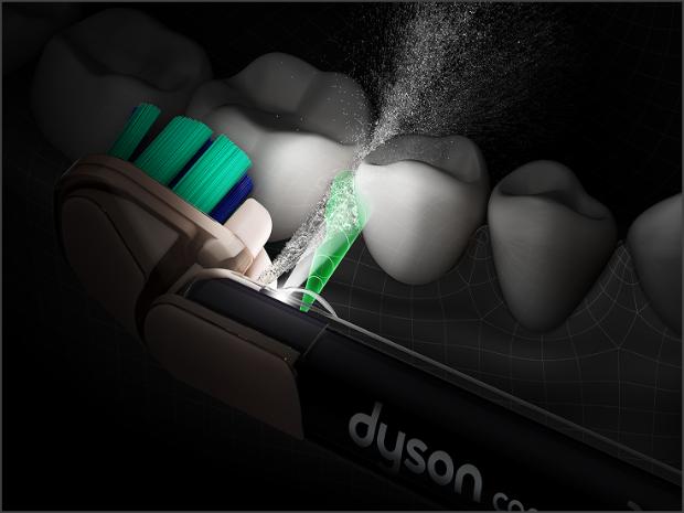 Dyson CameraJet toothbrush jets liquid into the gaps between teeth.