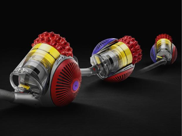 Dyson Big Ball vacuum self-righting after tipping over.