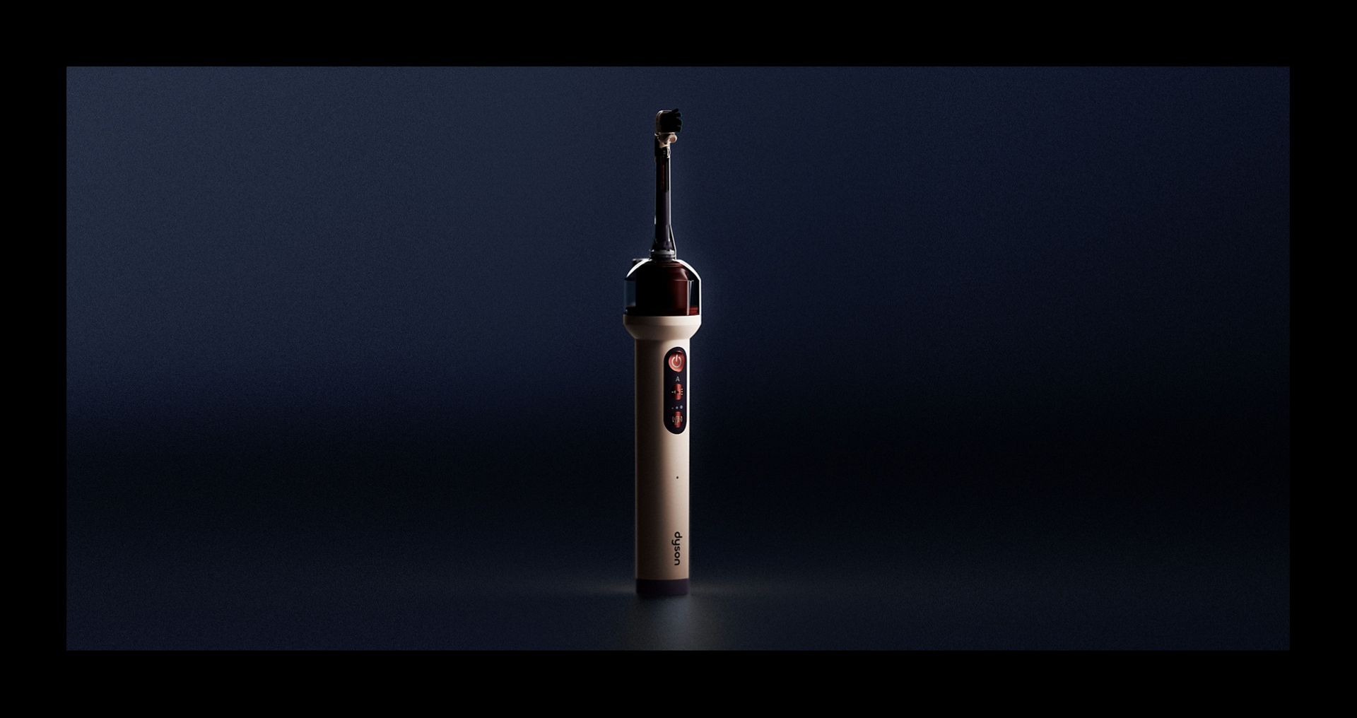 Dyson CameraJet electric toothbrush on a dark background.