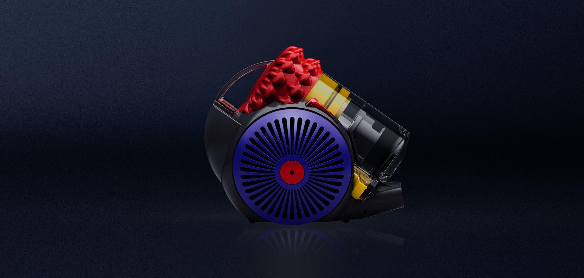 Dyson Big Ball Konical vacuum cleaner on a dark background.