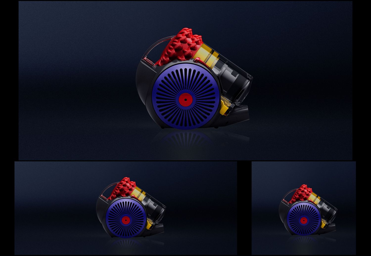 黒背景で撮影されたDyson Big Ball Konicalクリーナー。