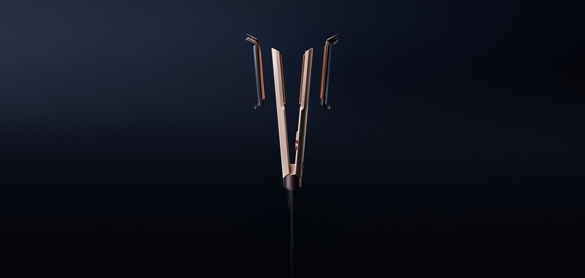 Dyson Corrale CoolShine hair straightener on a dark background.