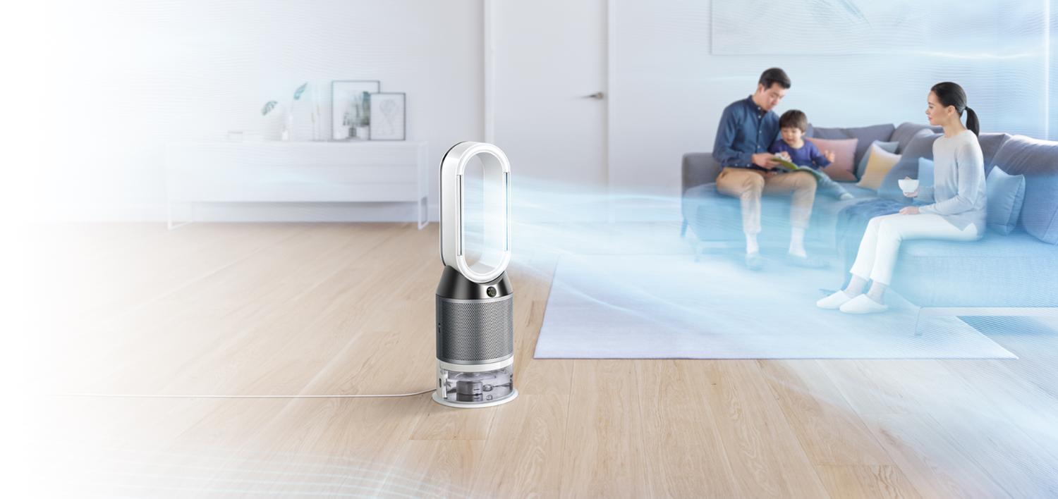 Purificateur Dyson Pure Humidify Cool™ dans une pièce en cours de décoration